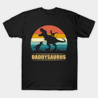 Daddy Dinosaur Daddysaurus 2 Two kids Gift T-Shirt